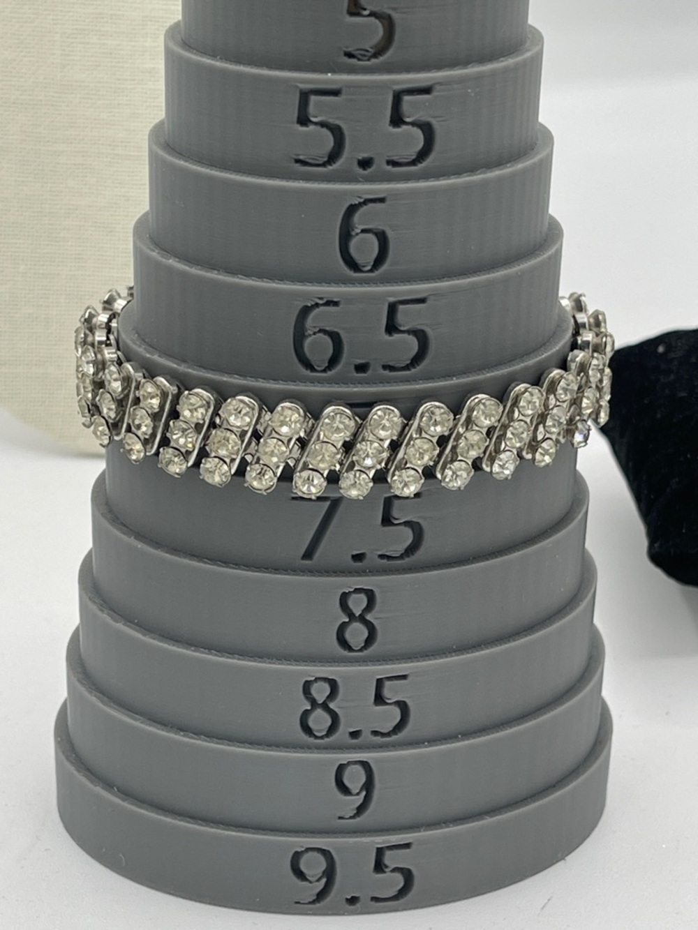 4.21.26-30 Vintage Accordion Silver Clear Rhinestones Bracelet - Picture 10 of 13